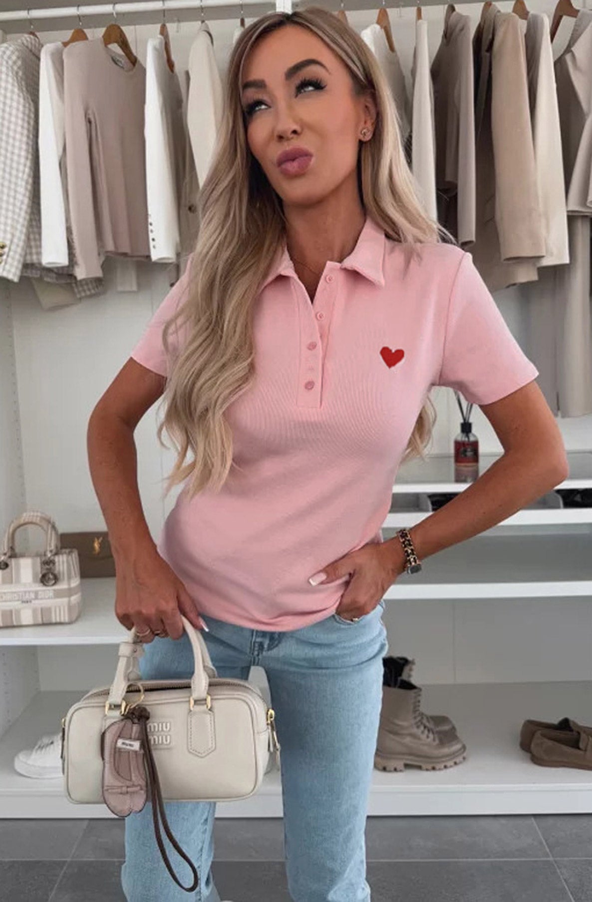 Pink Heart Polo Shirt