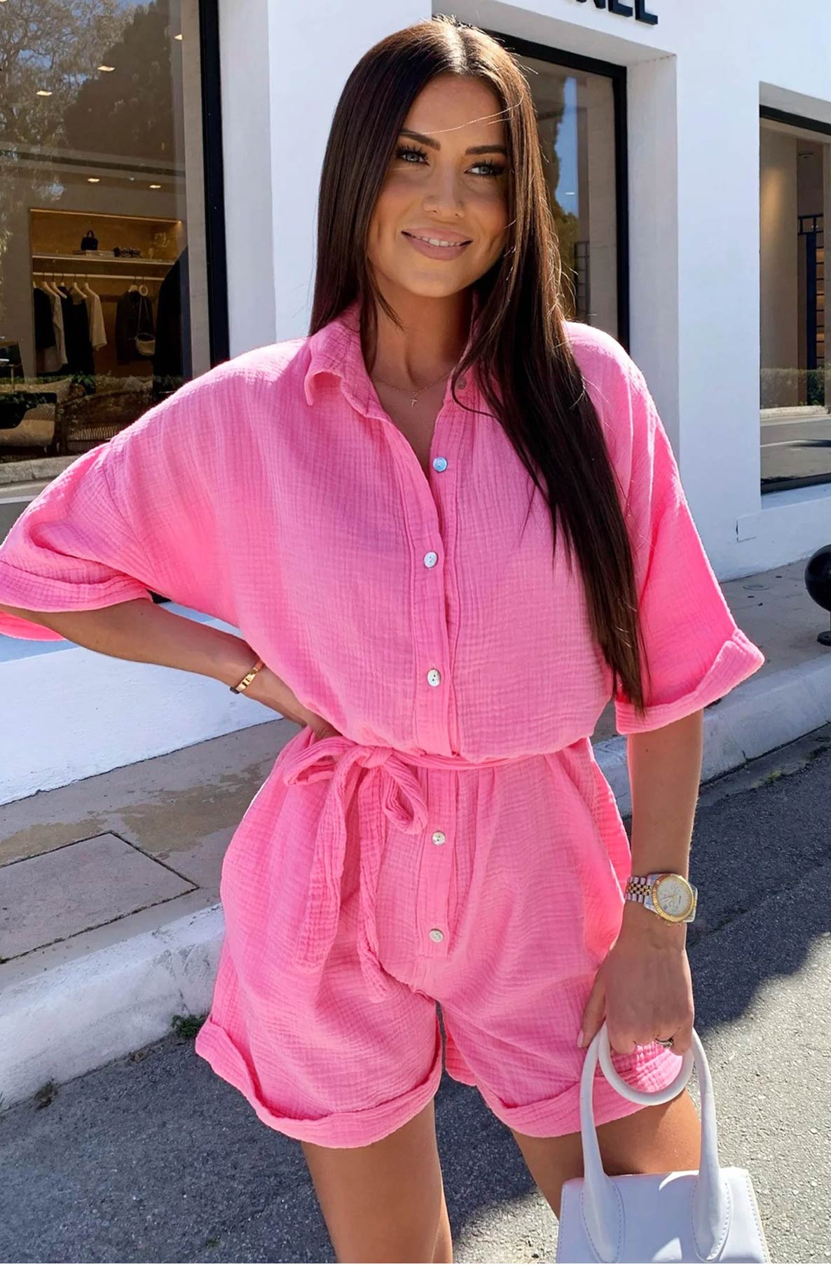 Pink Belted Playsuit