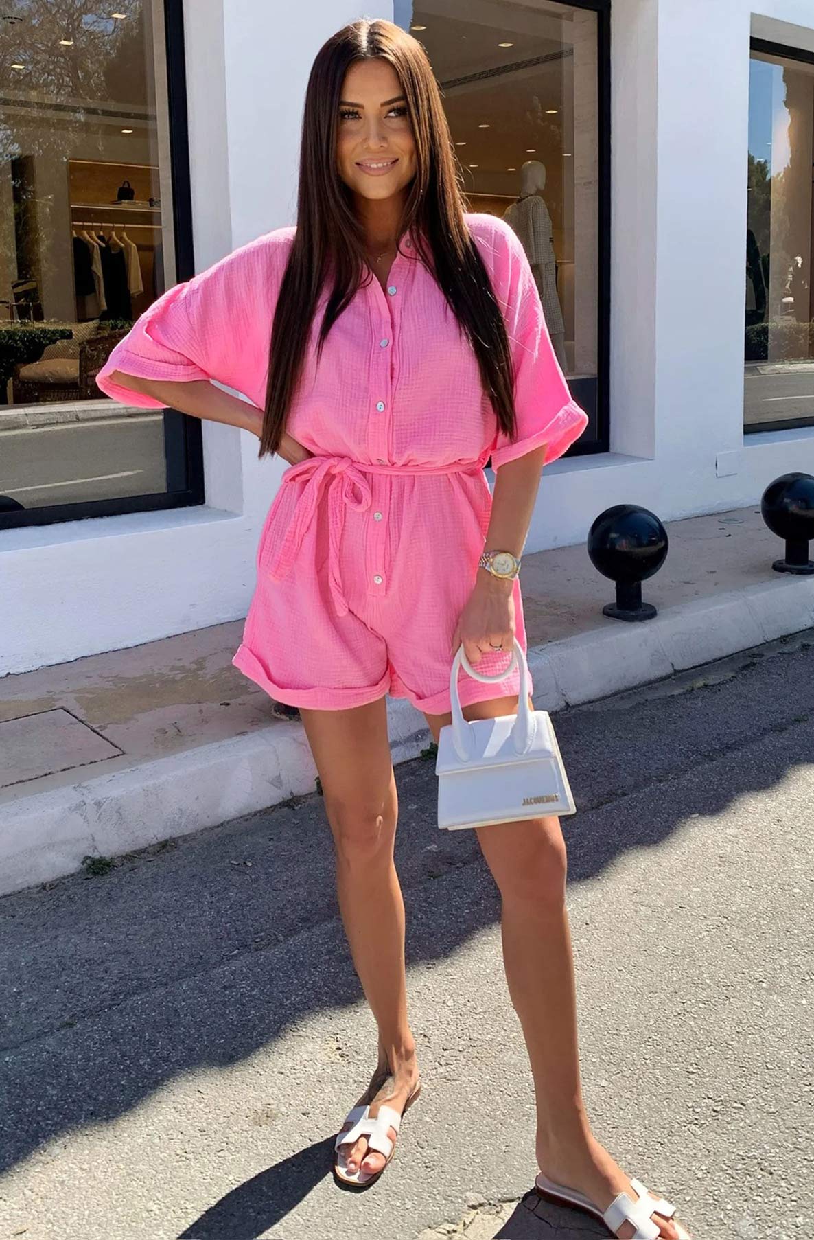 Pink Belted Playsuit