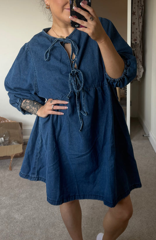 Denim Tie Up Dress