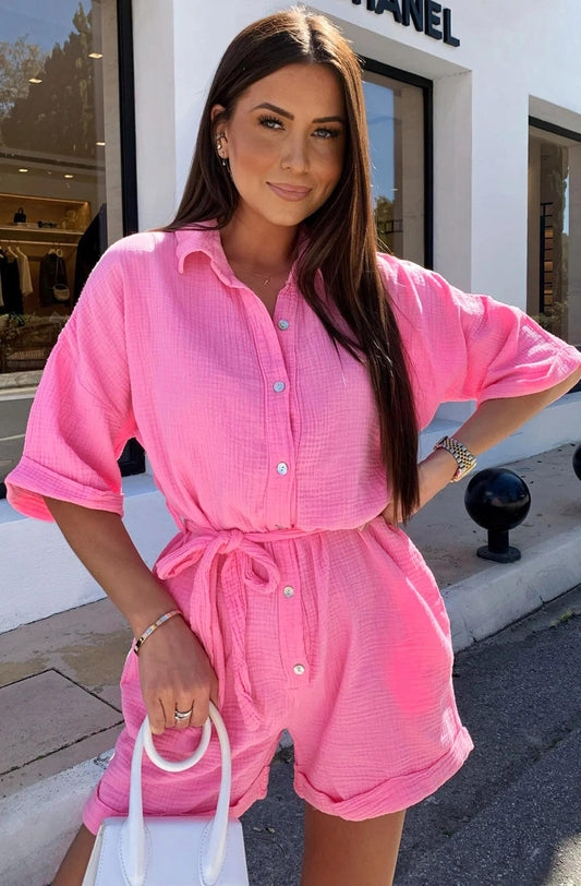 Pink Belted Playsuit